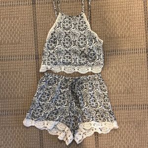Black and White Printed Two Piece